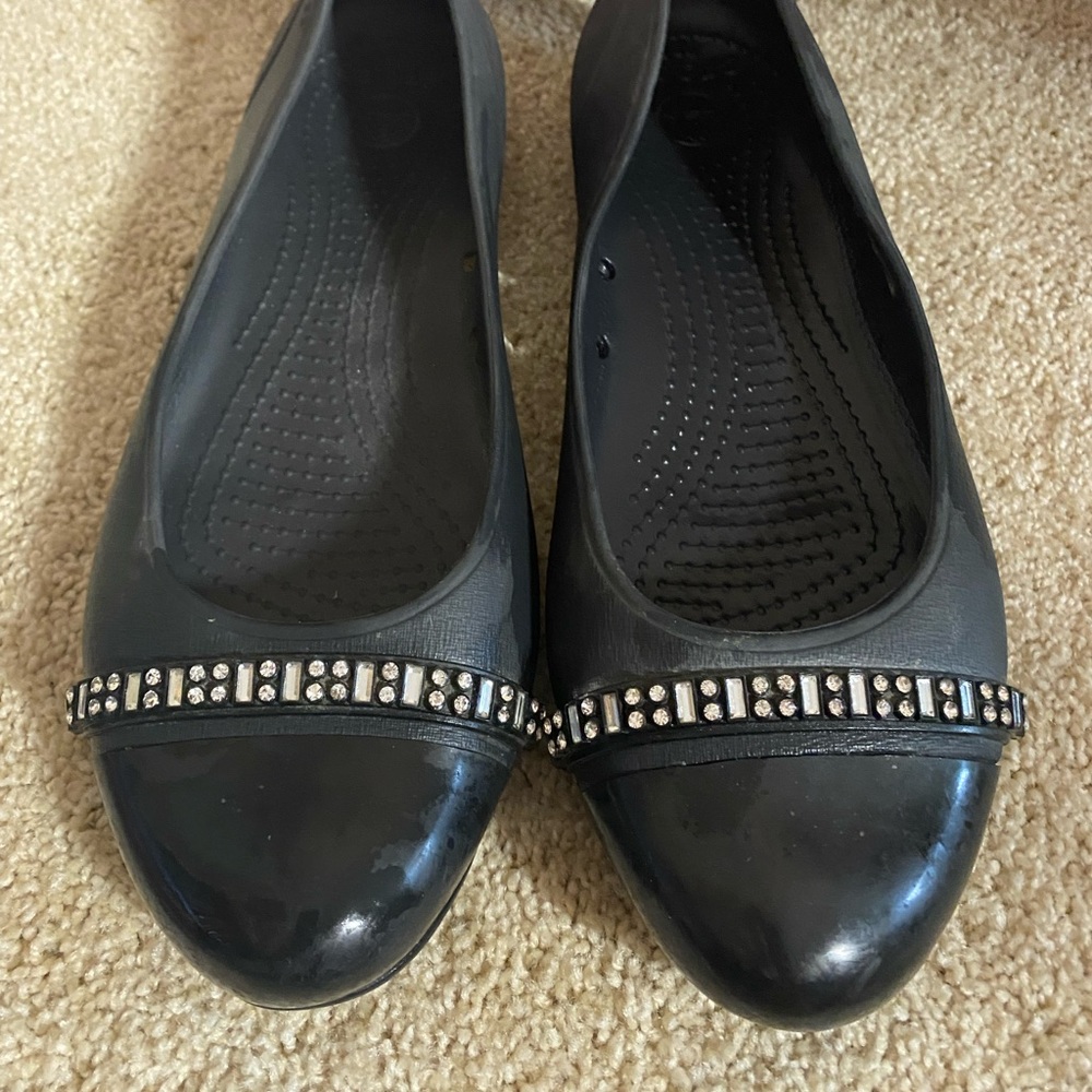 Nearly new bling crock flats - size 10